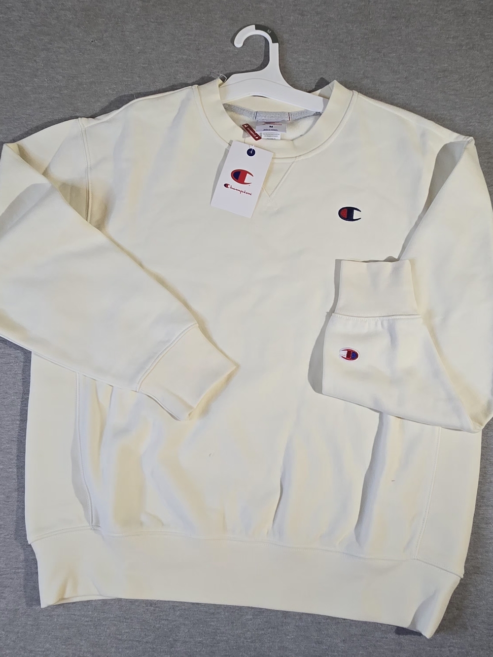 Champion Men's Cream Crewneck Sweatshirt